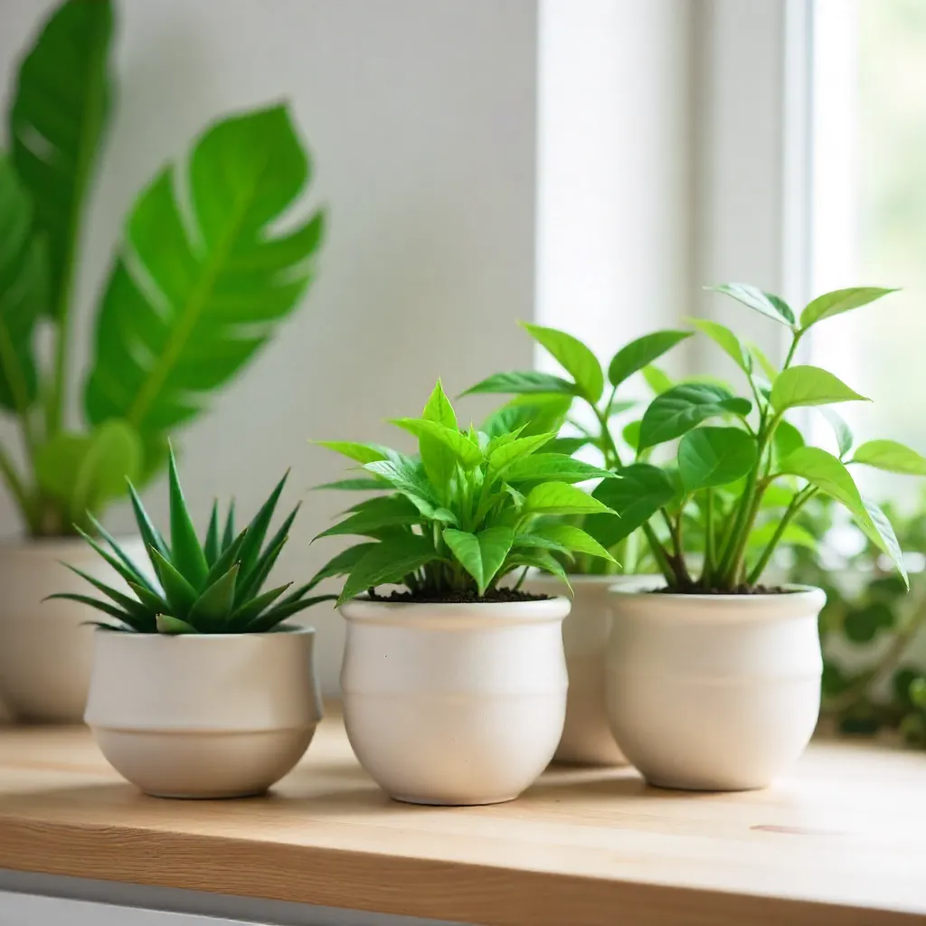 Variety of small potted plants