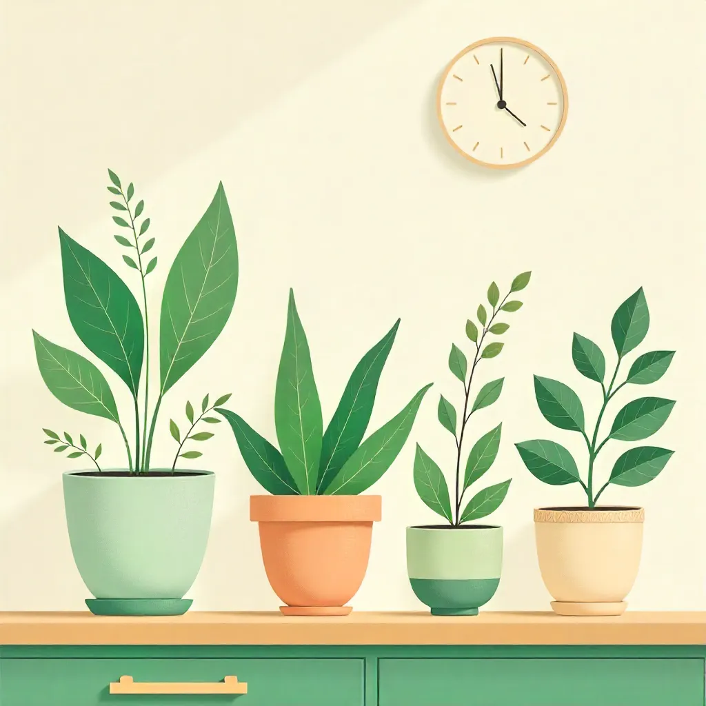 Arranged small plants collection