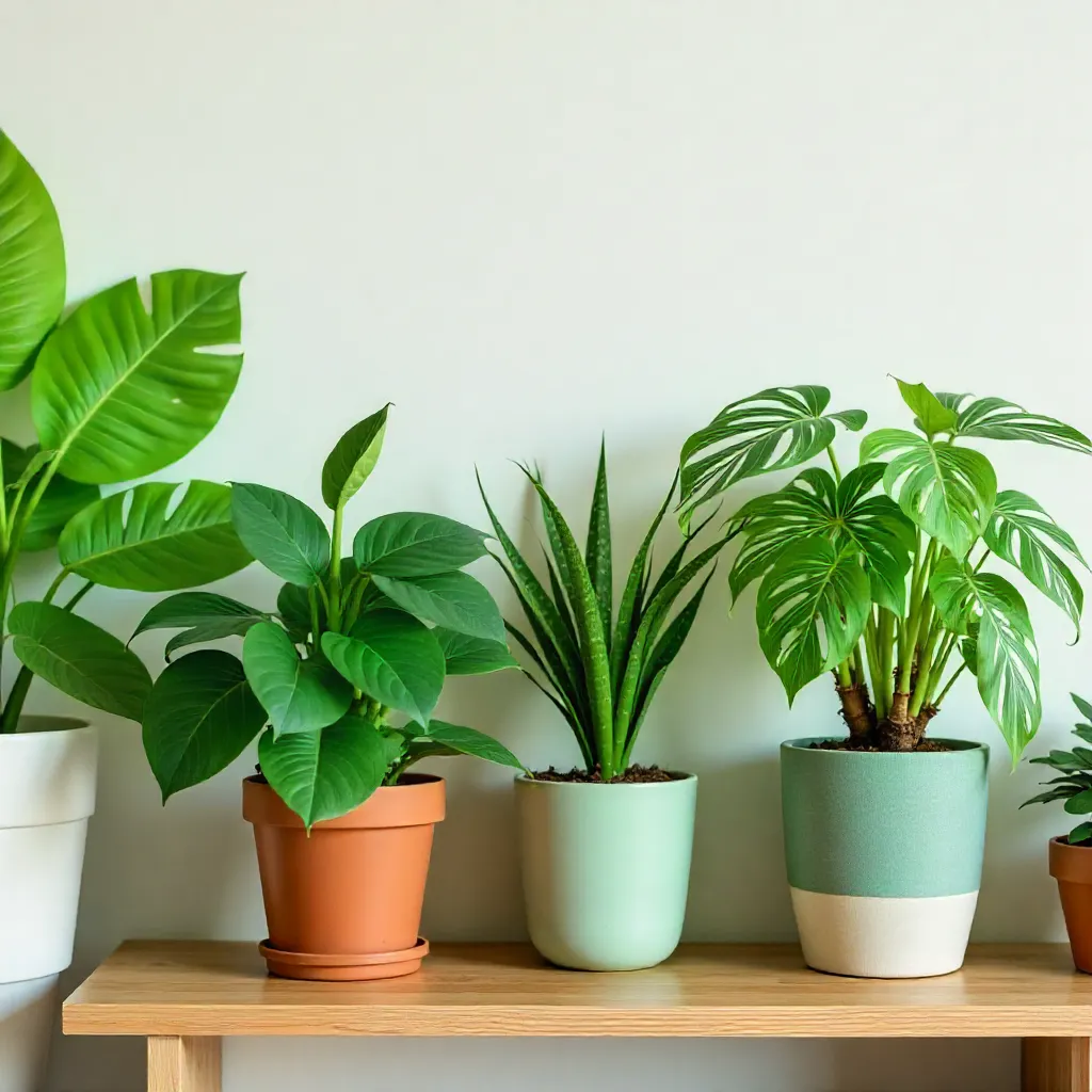 Arranged collection of indoor plants